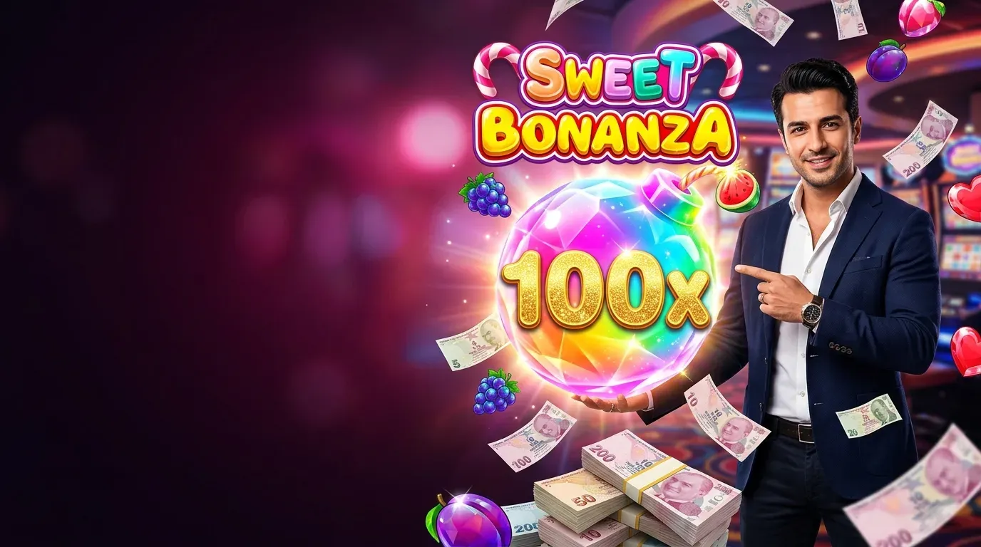 Man pointing at Sweet Bonanza